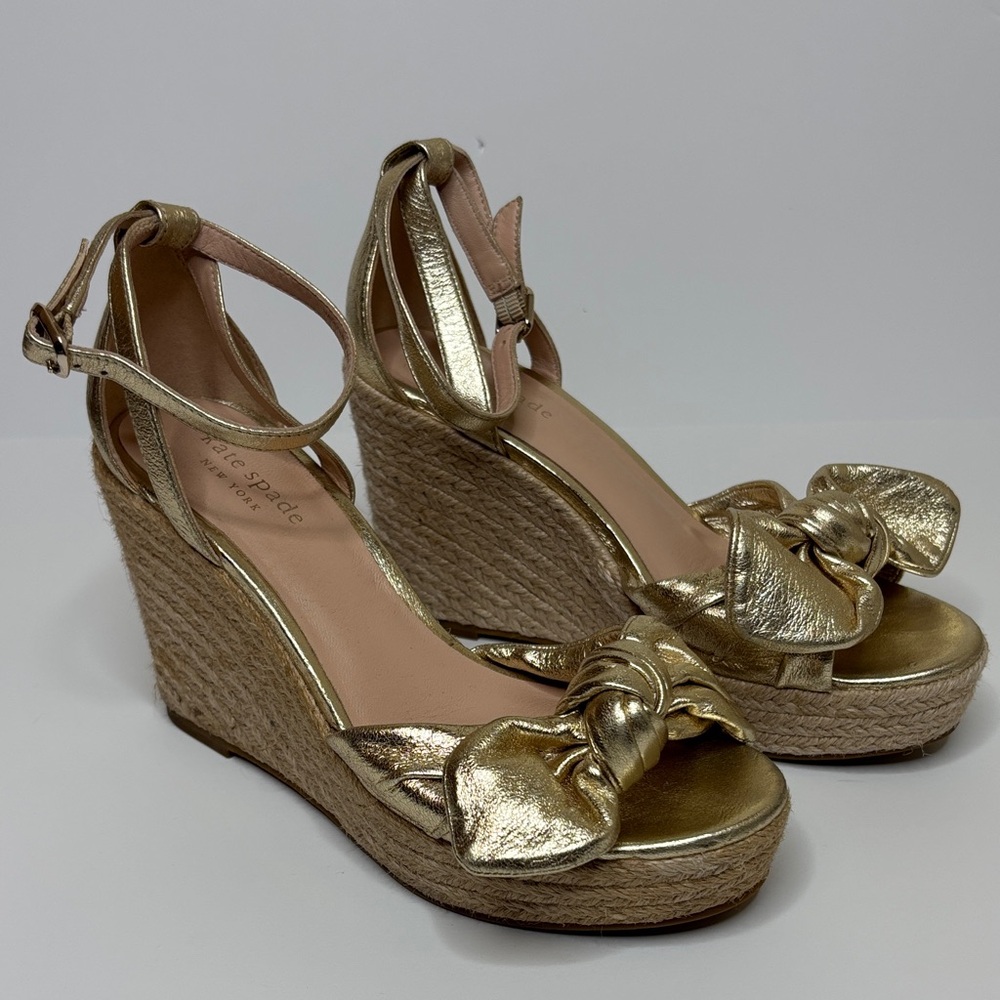 KATE SPADE Metallic Gold Wedge Sandals - Picture 3 of 3
